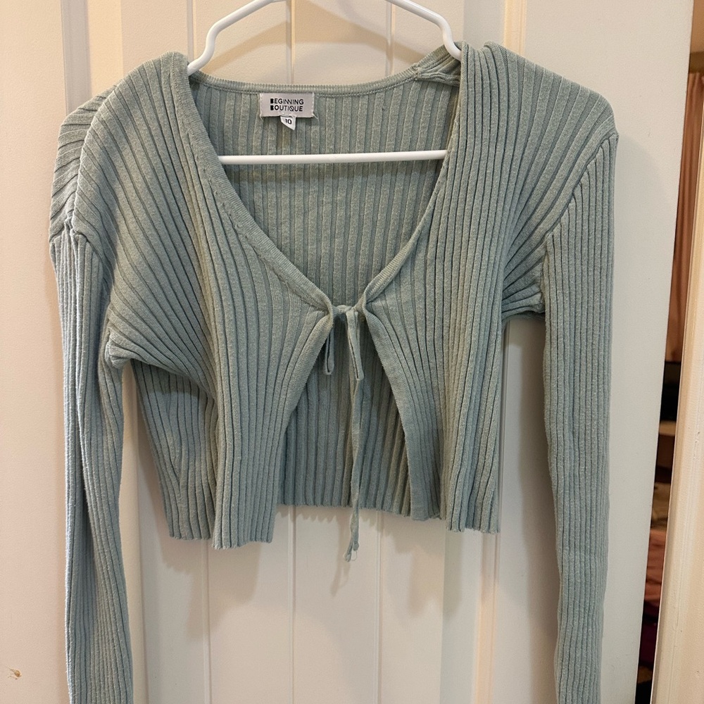 Beginning Boutique Sage Ribbed Cardigan